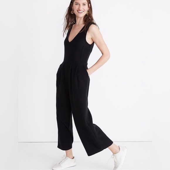 Madewell Texture & Thread Wide-Leg Jumpsuit Size Large Petite Black - Picture 2 of 7